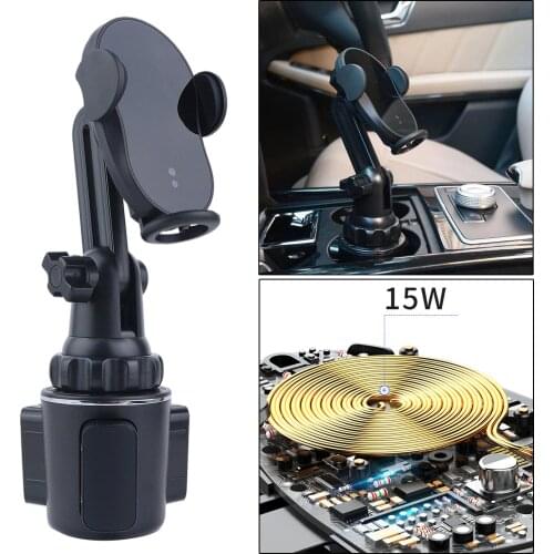 Qi 15W Wireless Car Charger Mount Automatic Infrared Sensor Adjustable Base for for 3-6.8Inch Mobile Phones