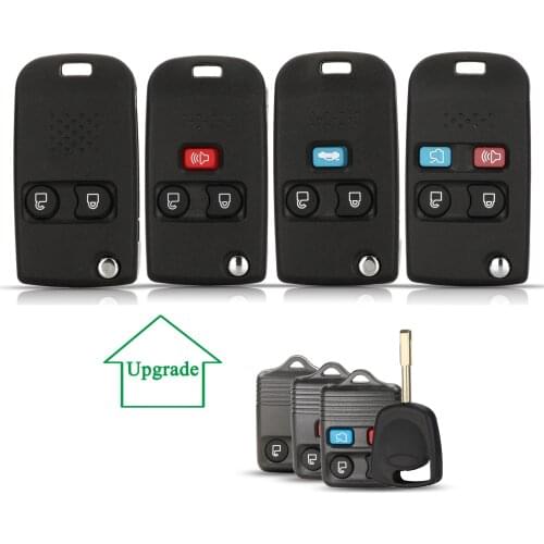 Bilchave 10pcs For Ford Kuga F150 F750 Raptor FOB 2/3/4 Buttons Modified Flip Remote Car Key Shell With FO21 Blade Replacement