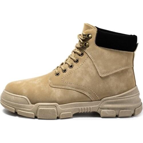 2021 Spring Autumn New Concise Style Desert Boots for Man Comfortable Round Toe Lace-up Shallow Shoes Breathable for Outside