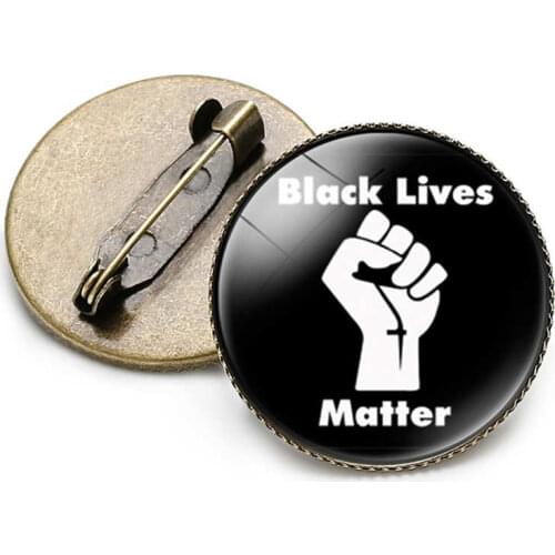 Julie Wang 5PCS Black Lives Matter Brooches I Can't Breathe Glass Cabochons African American Protest Buttons Badges Pins Jewelry
