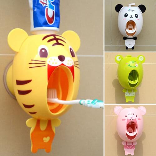 Bathroom Automatic Holder Cartoon Toothpaste Practical Strong Suction Sucker Funny Children Toothbrush Style Household Dispenser