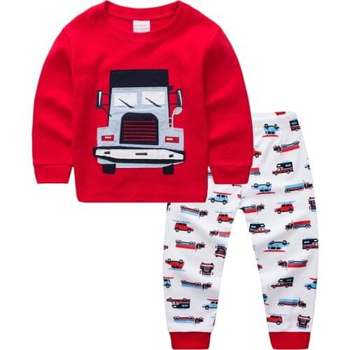 Cielarko Children Clothing Sets Boys Girls Pajamas Cartoon Truck Clothes Baby Casual Tops&Pants Tracksuit Set Kids Homewear