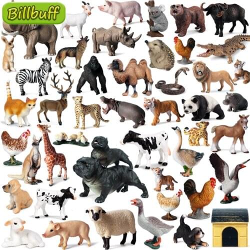 Wild Jungle Zoo Animal Model Set ABS Action Figures Dinosaur Targe Panda Lion Horse Collection Educational Toy for Children Gift