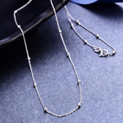 DOYUBO Antique Womens 925 Sterling Silver Links Necklaces No Pendant 45CM Little Round Ball Solid Silver Chains Necklace VG014