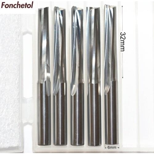 6mm*32mm-5pcs CNC solid carbide End Mill,tungsten steel woodworking insert router bit,2 Flutes Straight milling cutter,MDF,PVC