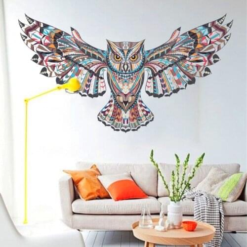Indian Style Owl 45*60cm Wall Stickers For Kids Rooms Home Decor Eagle Hawk Wall Painted Tatoo Art Cartoon Animal Decals