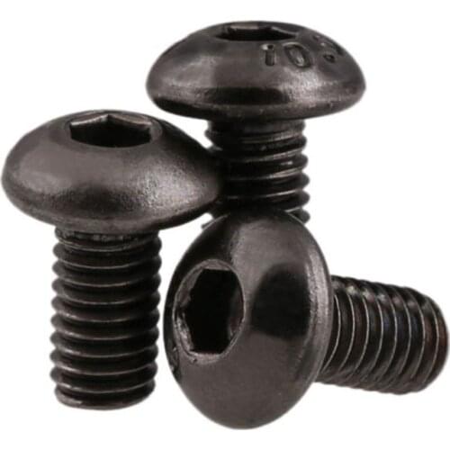 ISO 7380 Grade 10.9 Black Nickel Plating Semi-Circular Head Hexagon Screw Mushroom Head Hexagon Bolt M2-M3 30PCS