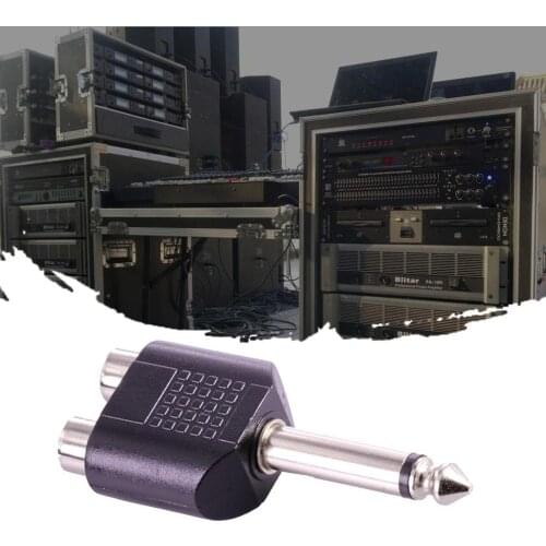 Exquisitely Designed Durable 2x 6.35mm Male Mono Plug to Dual RCA Female Jack Audio Cable Adapter Connector