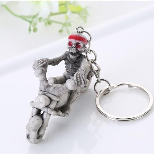 Creative Skull Skeleton Motorcycle Pendant Key Chain Keyring Keyfob Strange Gift