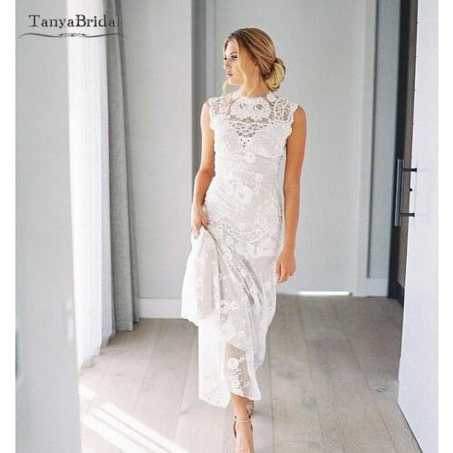 Sheer Neck Lace Wedding Dresses Mermaid Boho Bridal Gowns sleeveless O-Neck Lovely Engagement Noivas DW522