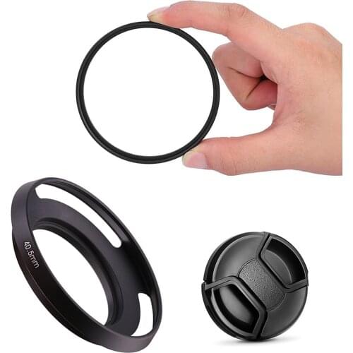 40.5mm UV Filter Metal lens hood cap for Sony A7C 7C with 28-60mm Lens A6400 A6300 A6100 A6000 A5100 A5000 with 16-50mm Lens