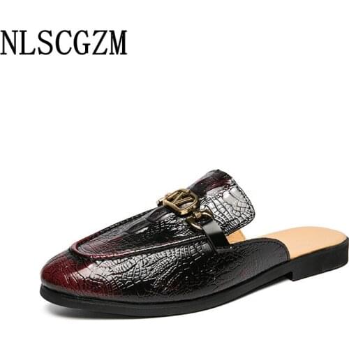 Slippers for Men Casual Slippers Men Summer 2021 Mules Men Slippers Leather Luxury Designer Shoes Zapato De Vestir De Los Hombre
