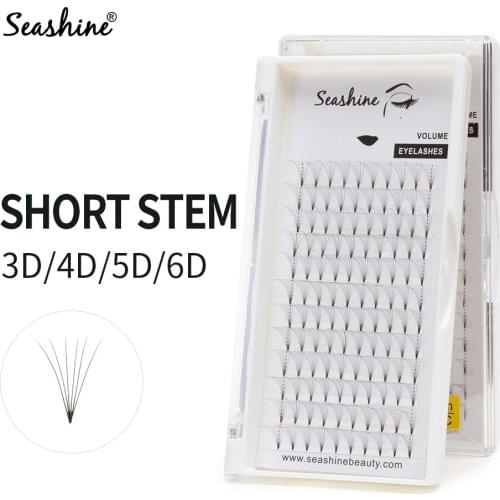 Seashine Lashes Short Stem Pre Made Volume Lashes Wholesale Eye Lashes Premade Russian Volume Fans Eyelash Extension Supplies