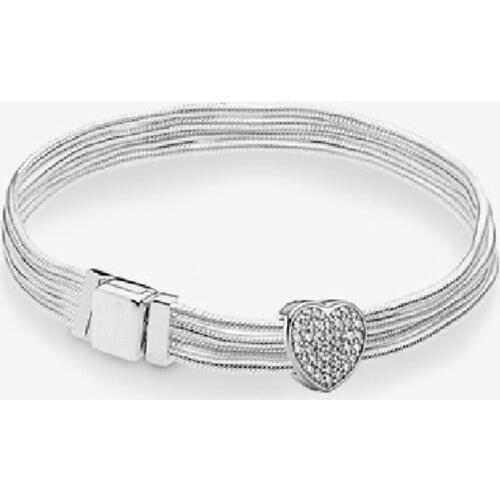 2020 New Shiny Love Heart Charm Multi-circle Snake-shaped Bracelet Set, Exquisite Jewelry For Wife Romantic Valentines Day Gift