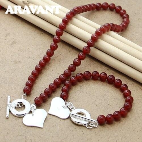 New Design Pearl Jewelry Set Romantic Love Heart Pearl Bracelet Necklace For Women Jewelry Set