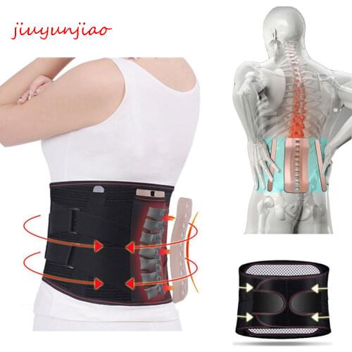 2020 New Orthopedic Men Women Lumbar Support Back Brace Belt Tourmaline Self-heating Magnetic Widen Waist Belt Steel Bone with