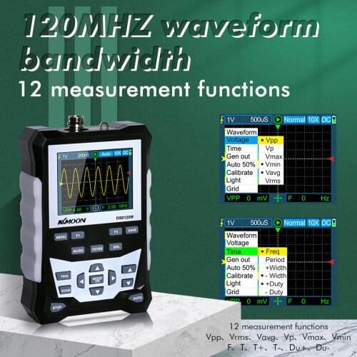 DS0120M Oscilloscope 120MHz Bandwidth 500MSa/s Sampling Rate Digital Oscilloscope with Backlight Waveform Storage 320x240 HD