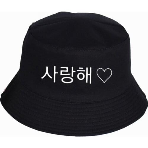 2019 new Korean letter I Love You Print Panama Bucket Hat High Quality Cap Summer Sport Cap Sun Visor Fishing Fisherman Hat