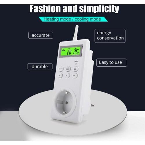 Programmable Automatic Wireless Thermostat Socket Household Intelligent Temperature Control Switch Heating Cooling Mode EU US UK