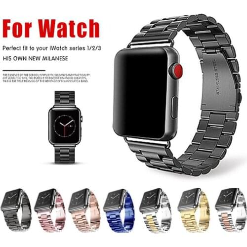 38mm/40mm Stainless Steel Strap Metal Watchband Three Link Bracelet Band For Apple Watch 3 2 1 For iWatch Series 4 5 42mm/44mm