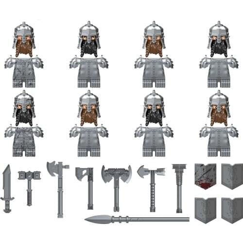 XQYJ Single Sell XINH Medieval Knights Uruk-hai Noldo Elves Gondor Warrior Dwarf Building Block Accessories Toys For Kid