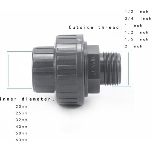 Male Thread Union Water Pipe Connector Plastic Tube Adapter Garden Irrigation Fittings 1 Pcs