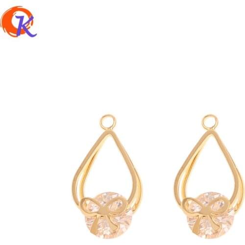 Cordial Design 20Pcs 11*21MM Jewelry Accessories/DIY Making/Charms/Genuine Gold Plating/Hand Made/Earring Findings/CZ Pendant