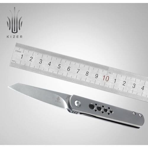 Kizer folding knife KI3499S Feist survival knife high quality special titanium handle with holes