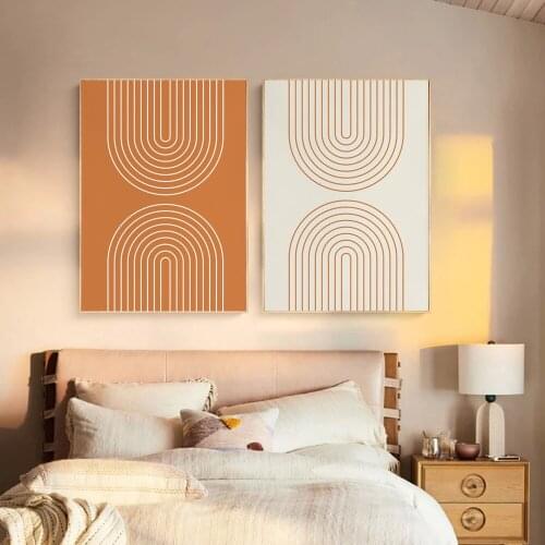 Modern Geometric Rainbow Poster Mid Century Canvas Painting Boho Art Print Decorative Wall Picture For Living Room Home Décor