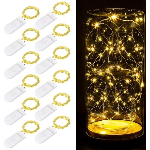 10Pcs LED Fairy String Lights With CR2032 Battery Operated Copper Wire 20Leds Outdoor Waterproof Bottle For Bedroom Decor