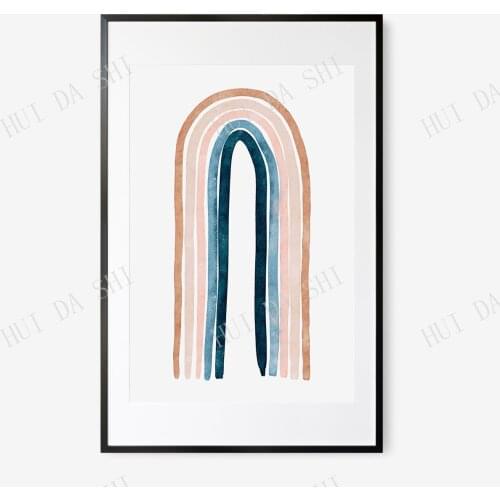 Navy Blue Rainbow Print, Abstract Art, Boho Print, Poster Print, Minimalist Printable Wall Art, Home Decor, Gallery Wall Art