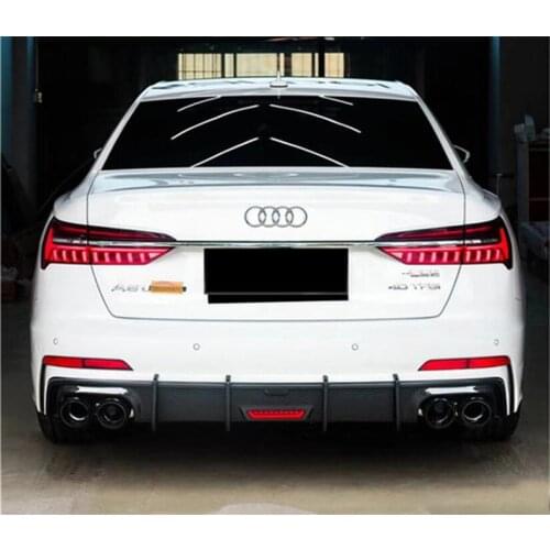 Carbon Fiber Rear Diffuser Lip Spoiler For Audi A6 S6 RS6 C8 2019 2020 2021 High Quality Bumper Auto Accessories With Lamp