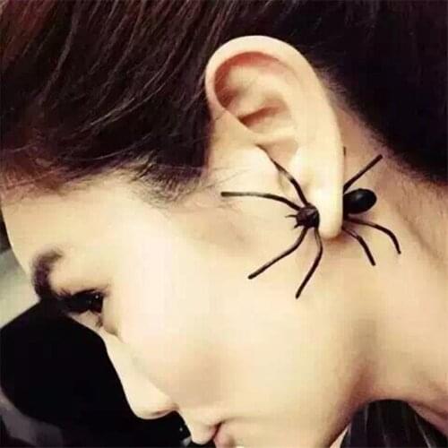 Halloween Decoration Halloween Costumes For Woman 3D Creepy Black Spider Ear Stud Earrings For Haloween Party DIY Decoration