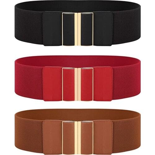 Women Wide Belt Elastic Cinch Waistband Stretch Dress Belt for Ladies