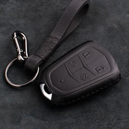 1X Car Genuine Leather Key Case Holder Shell For Cadillac CT6/XTS/XT4/XT6/ATSL/XTS/ATS Key Chain Ring Protection Car Accessories
