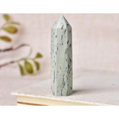 1PC Natural Aquatic plants jade Crystal Point Tower Healing Stone meditation Reiki Obelisk Quartz 50-80mm Home Decoration Gift