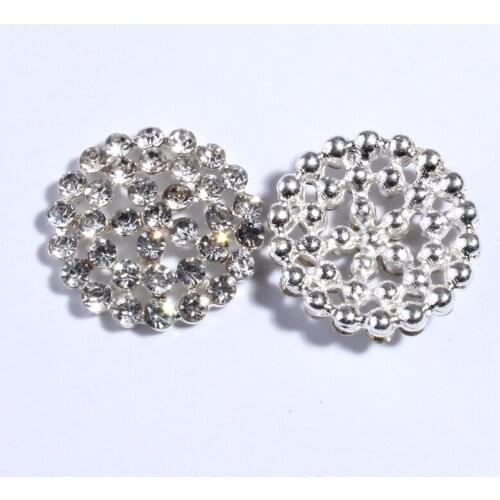 10PCS 20MM Fashion Round Newhot Sparkly Rhinestone Button For Wedding Accessories Clear Crystal Button For Baby Hair Flower