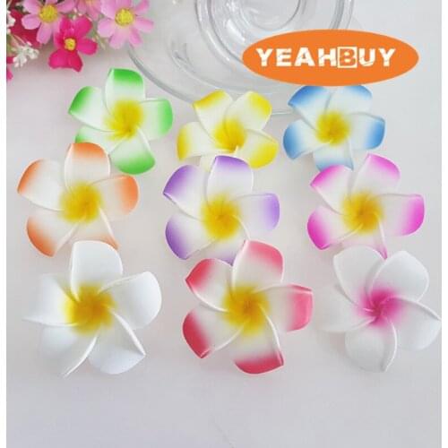 100pcs 6cm hawaiian 7colors real touch artificial plumeria flower diy hair accessory pe plumerias wedding party decoration