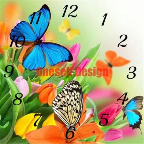 2021 5d diamond painting full clock diamond embroidery butterfly clock diy frame decoration home diamond mosaic diamond art kit