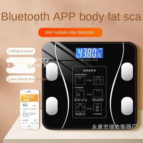 2021 Bluetooth Body Fat Scale Smart Electronic BMI Composition Analyzer Hot-selling Precision Bathroom Black Scale