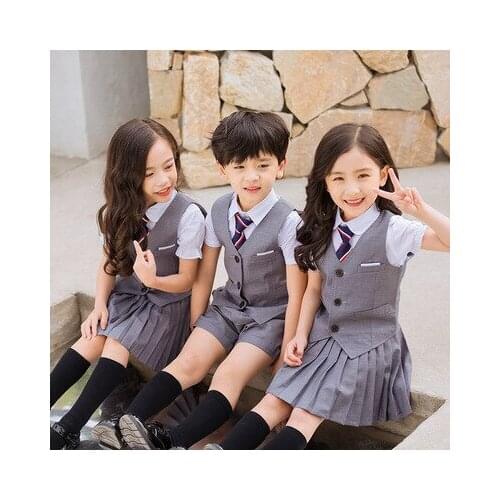 2021 Summer New Graduating Class School Uniforms Sets Kindergarten Uniforms 3pcs Suit Childrens British College Style Set 3-12Y