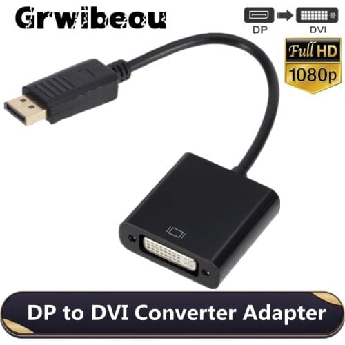 Grwibeou DP to DVI Adapter 1080P DisplayPort to DVI Cable Converter Male to Female for Monitor Projector Displays PC Laptop