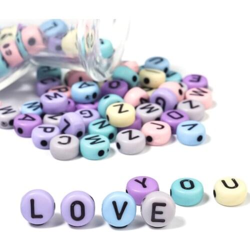 100pcs Washing Effect Alphabet Beads Digital Loose Spacer Beads Letter Acrylic Beads For Jewelry Making Handmade Diy Bracelet