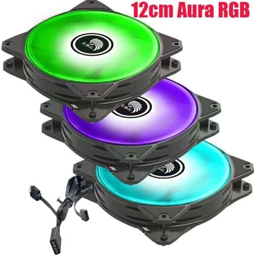 12cm AURA RGB 12V 4PIN Case Fan Quiet PC Radiator CPU Cooler ARGB 4pin sync with motherboard Fans