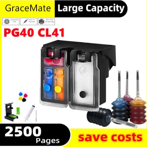 GraceMate PG 40 CL 41 Refillable Ink Cartridge for Canon PIXMA IP1800 IP1200 IP1900 IP1600 MX300 MX310 MP160 MP140 Printer