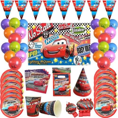 Disney Cars Lightning McQueen Theme Birthday Party Decorations Disposable Paper Straw Plate Napkin Cup Tablecloth Party Supplies