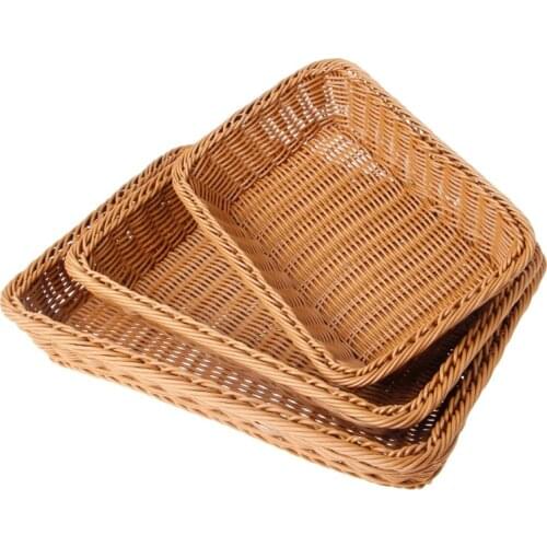 Home Square Artificial Rattan Harden Storage Basket Organizer Food Fruit Bins