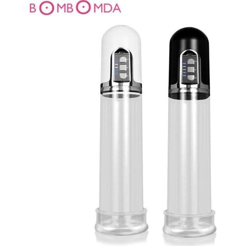 Erotic Sex Toys For Men Electric Penis Train Pump Vibrator Vacuum Penis Enlargers Delay Ejaculation Male Sex Tool Silicone Cap