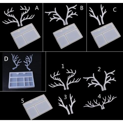 1PC Resin Casting Molds Christmas Elk Jewelry Rack Deer Anlter Jewelry Storage Box Silicone Resin Trays Mold Set Art Crafts