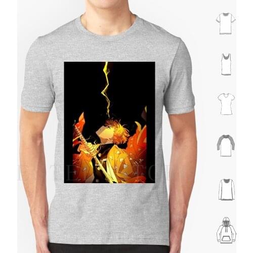 Kimetsu No Yaiba T Shirt Cotton Men Diy Print Hinokami Kagura Kimetsu No Yaiba Demon Demon Hunter Fire Breath Of The Sun